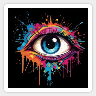 Abstract Watercolor Painting Third Eye Splash Paint Sticker